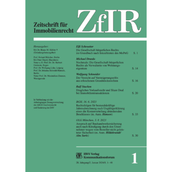 Cover der der Zeitschrift ZfIR