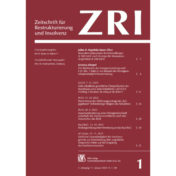 Cover der Zeitschrift ZRI