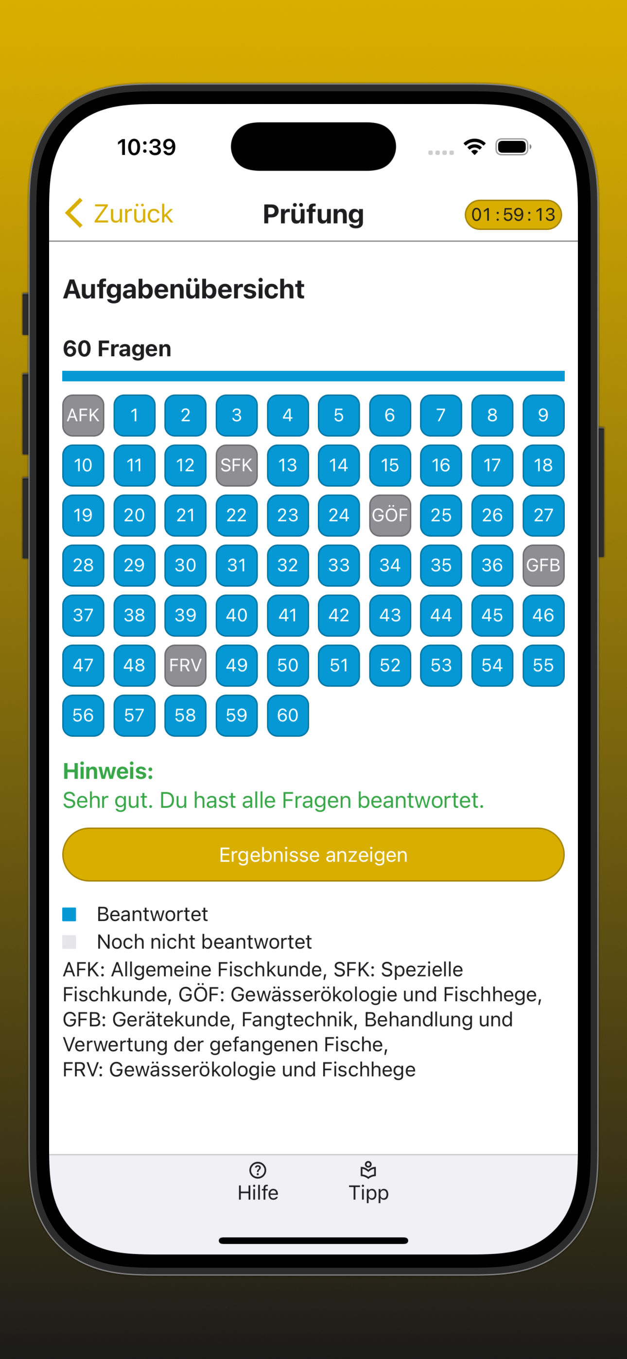 Bildschirmfoto einer Prüfungsfrage