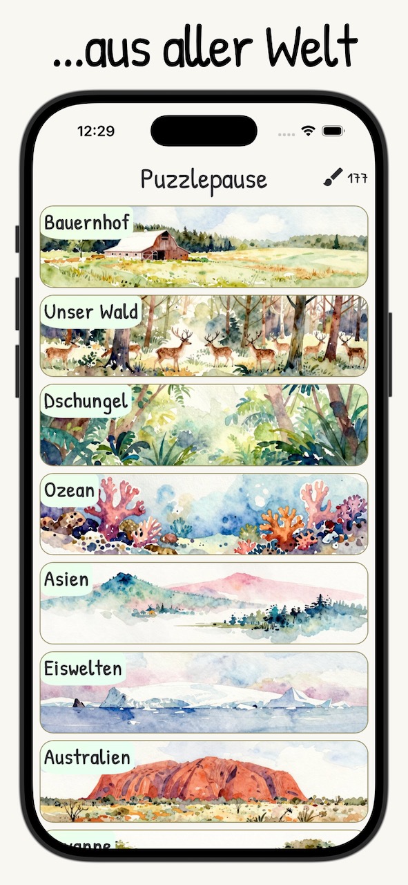 Werbebild der App mit dem Hauptmenü