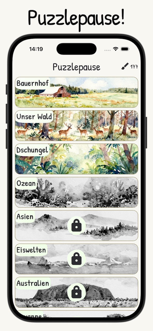 Werbebild der App mit dem Hauptmenü