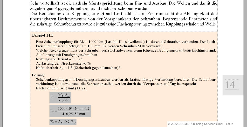 Bildschirmfoto einer Druckseite im Satzprogramm mit 
            Text, einem Beispiel und drei Formeln.