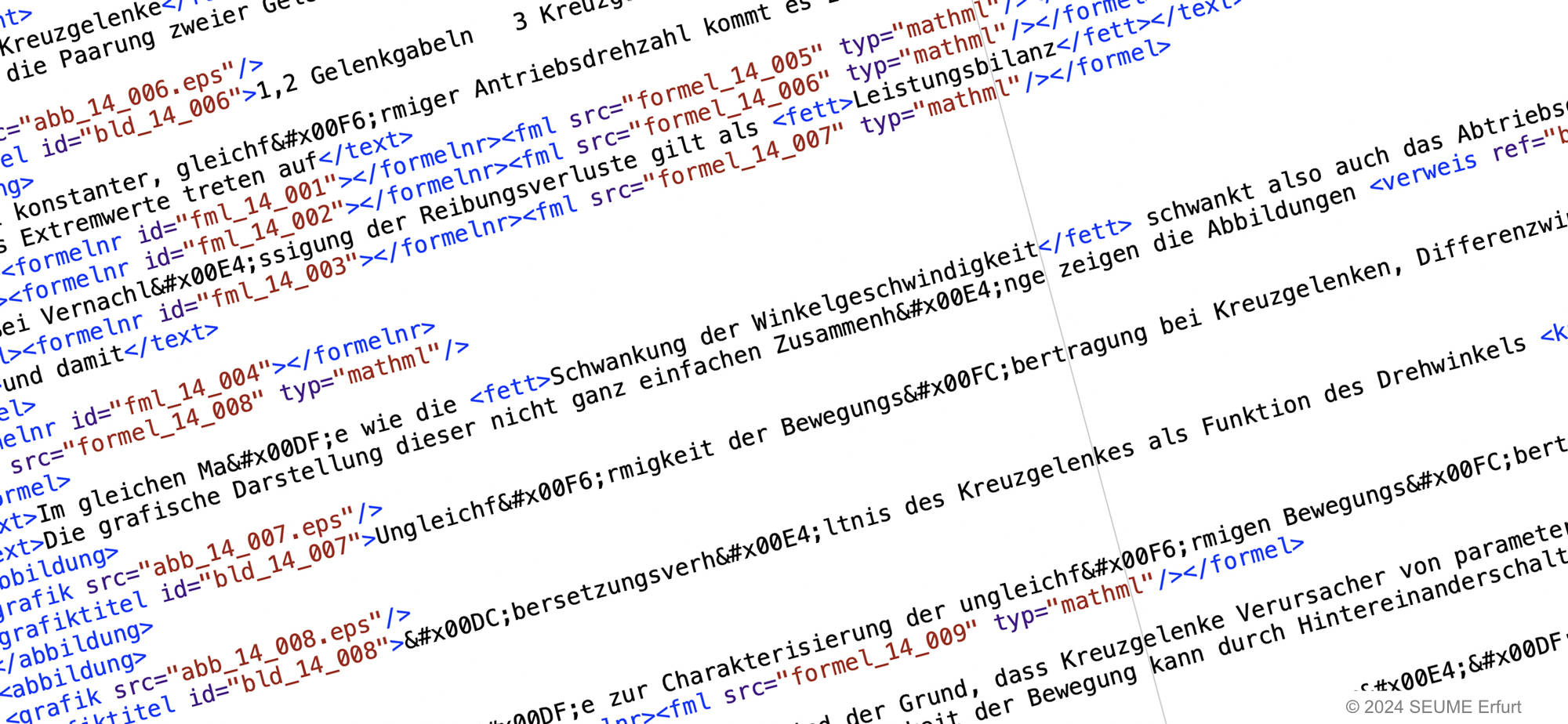 Abbildung eines Auszugs von XML-Daten in der Textansicht.